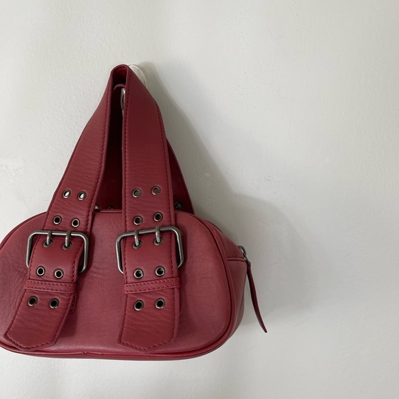 The Free People Elegant Red Leather Handbag Say Yes Bag NWOT - Picture 4 of 14